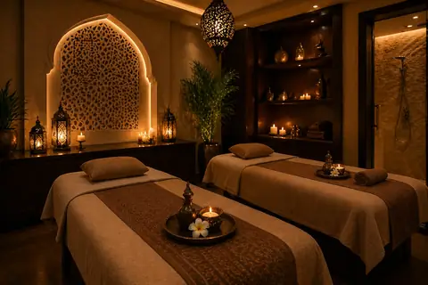 Private couples room with two massage beds side by side at VIP Spa Majan