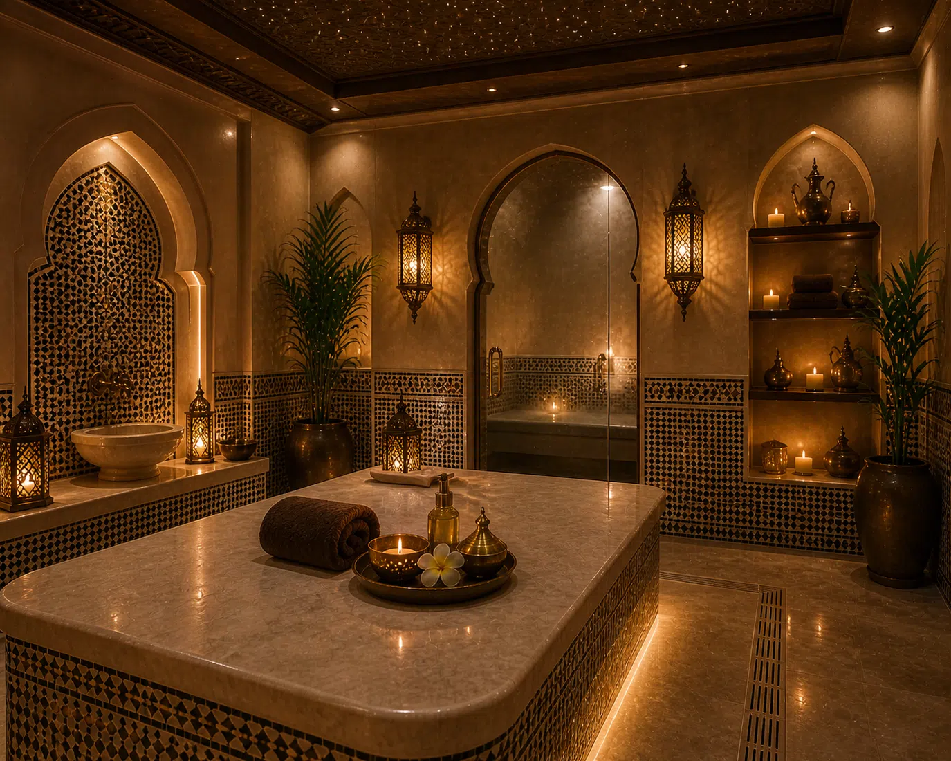 Luxury Moroccan bath area