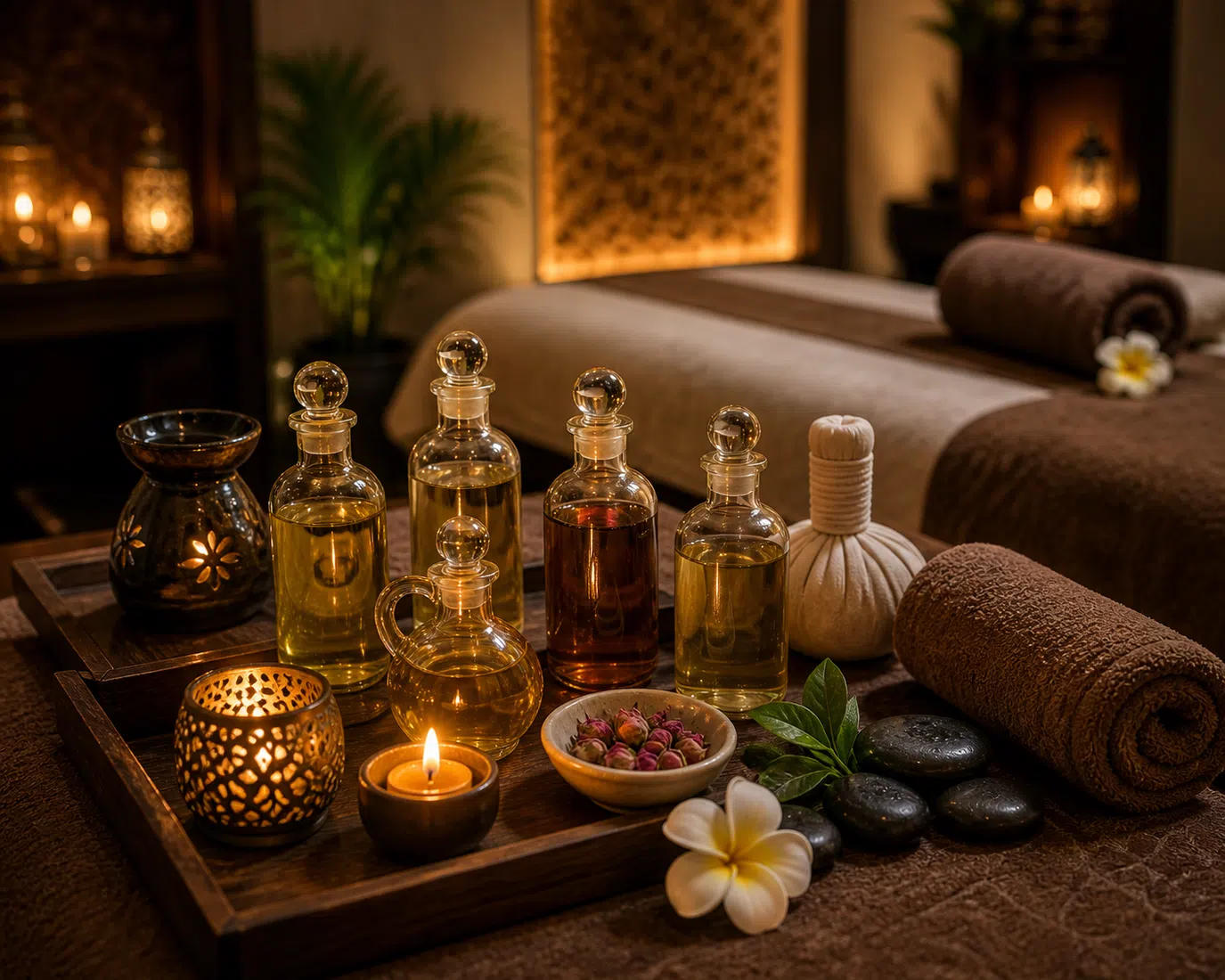 Massage oils and spa amenities